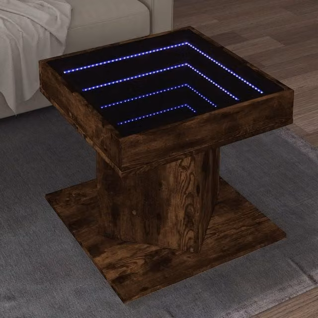 Berkfield Home Modern Square Coffee Table in Brown Smoked Oak, W/D/H: 50 x 50 x 45 cm – 1