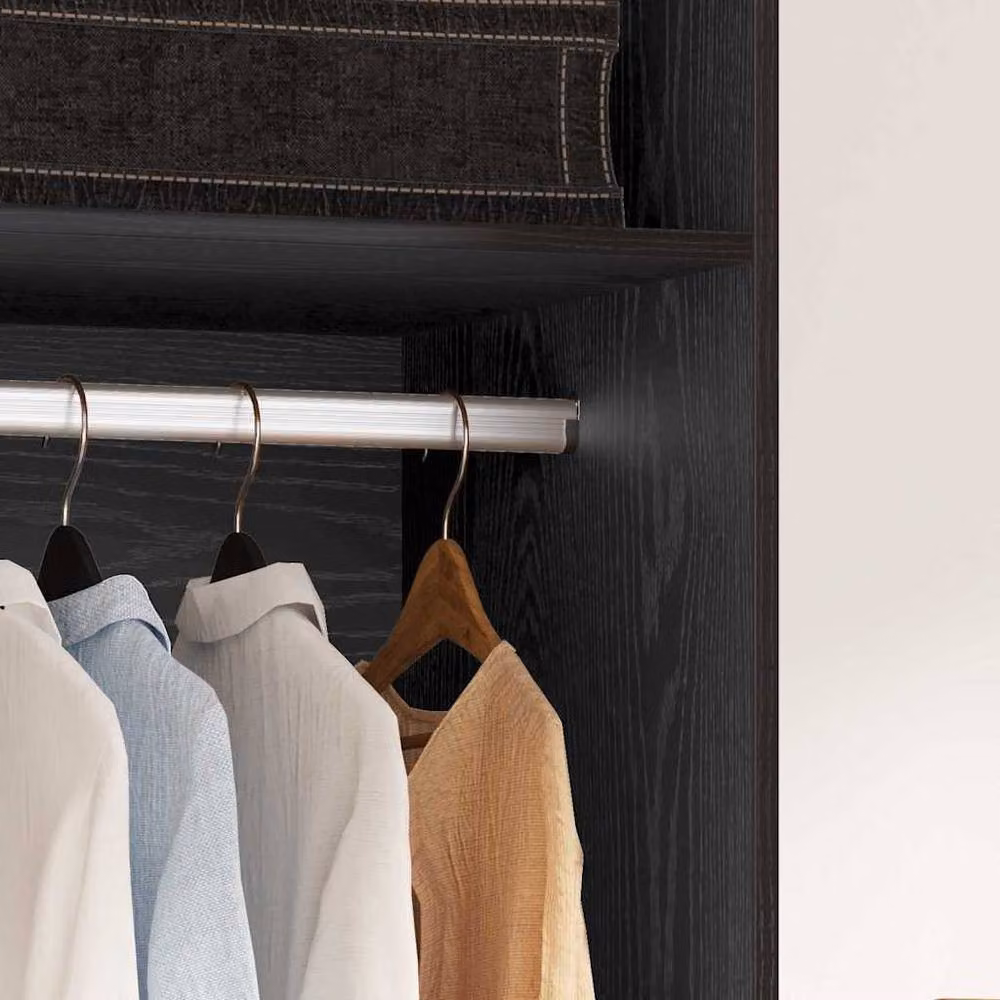 Berkfield Home Modern Black Oak Wardrobe with Internal Shelves and Open Shelf, W/D/H: 50 x 50 x 200 cm – 4