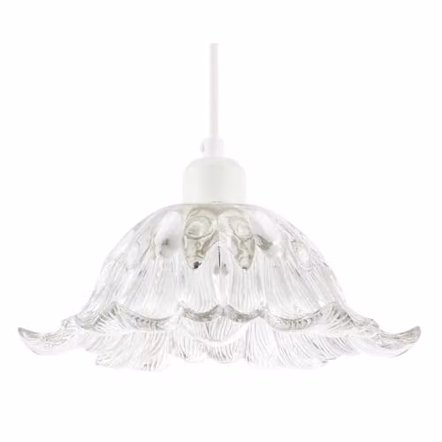 Happy Homewares Art Nouveau Sculptural Transparent Glass Pendant Ceiling Lighting Shade, W: 28 cm, D: 10 cm, H: 10 cm – 1