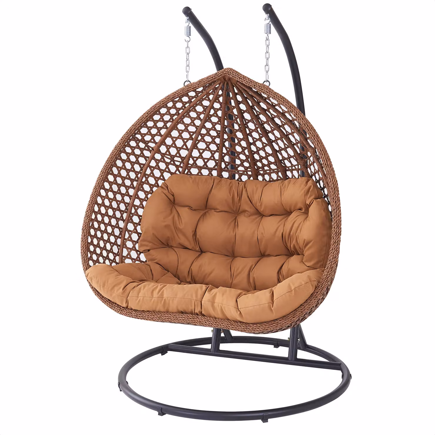 Artemis Home Henley Double Swing Egg Pod Chair in Brown with Cushions – 4