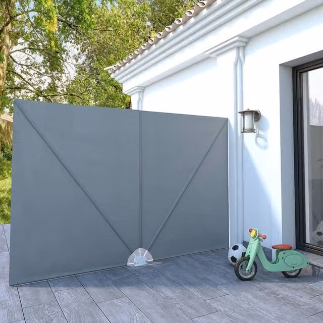 Berkfield Home Collapsible Grey Terrace Side Awning, W/D/H: 300 x 200 cm