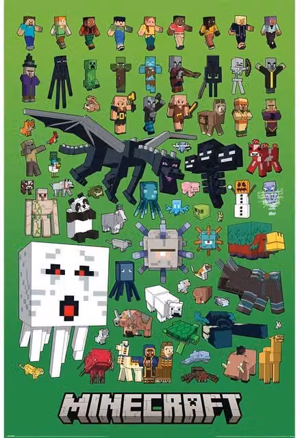 Minecraft Character Montage Multicolour Paper Poster – 1