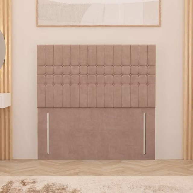 Somnior Beds Ltd Lexington Pink Plush Velvet Small Double Floor Standing Upholstered Headboard