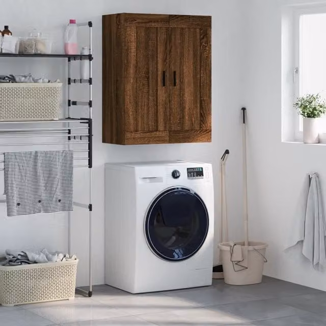 Berkfield Home Brown Oak Wall Mounted Cabinet, W: 69.5 cm, D: 34 cm, H: 90 cm – 1