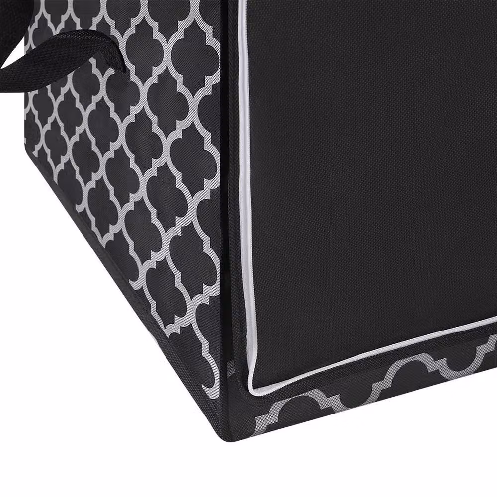 KORVIXA 3-Pack 90L Zipped Fabric Storage Bags for Clothes in Black, W/D/H: 50 x 40 x 45 cm – 5