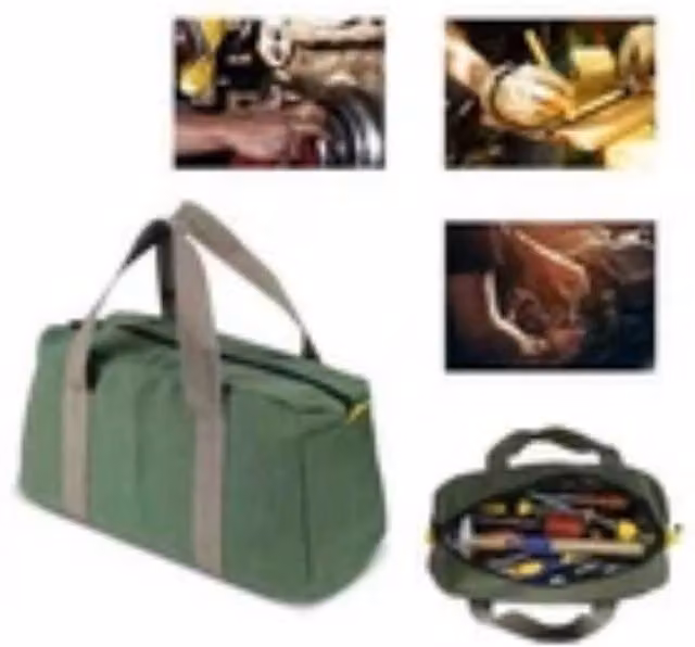 Havendro Heavy Duty Canvas Tool Storage Bag with Strap, Green, W/D/H: 40.64 x 22 x 22 cm
