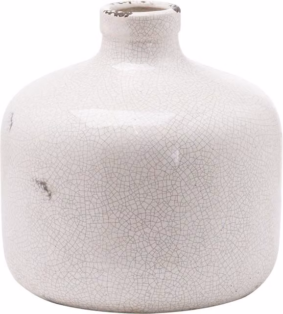 Glowrex Glazed Chive Ceramic Tabletop Vase in White