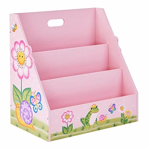 Fantasy Fields Magic Garden Kids Bookshelf and Toy Storage Unit, Pink Floral Wood, W/D/H: 47.6 x 29.5 x 47.0 cm