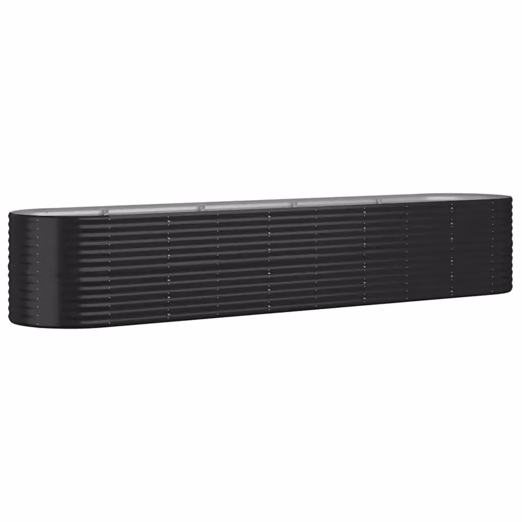 Berkfield Home Garden Powder-coated Steel Raised Bed in Anthracite Black, W/D/H: 368 x 80 x 68 cm – 2