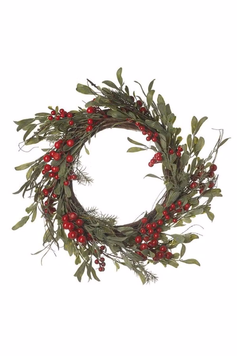 KDMD Round Christmas Hanging Wreath with Red Berries and Dark Green Leaves – 2