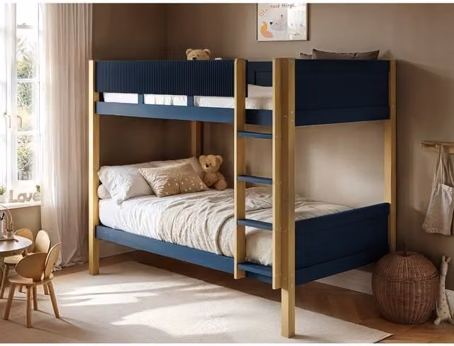 Flair Mateo Detachable Ribbed Bunk Bed in White and Blue, W/D/H: 190 x 90 x 155 cm – 1