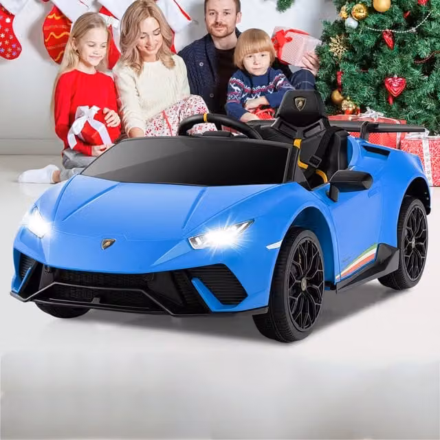 Costway Lamborghini Electric Ride On Car for Kids with Light and Sound, Blue