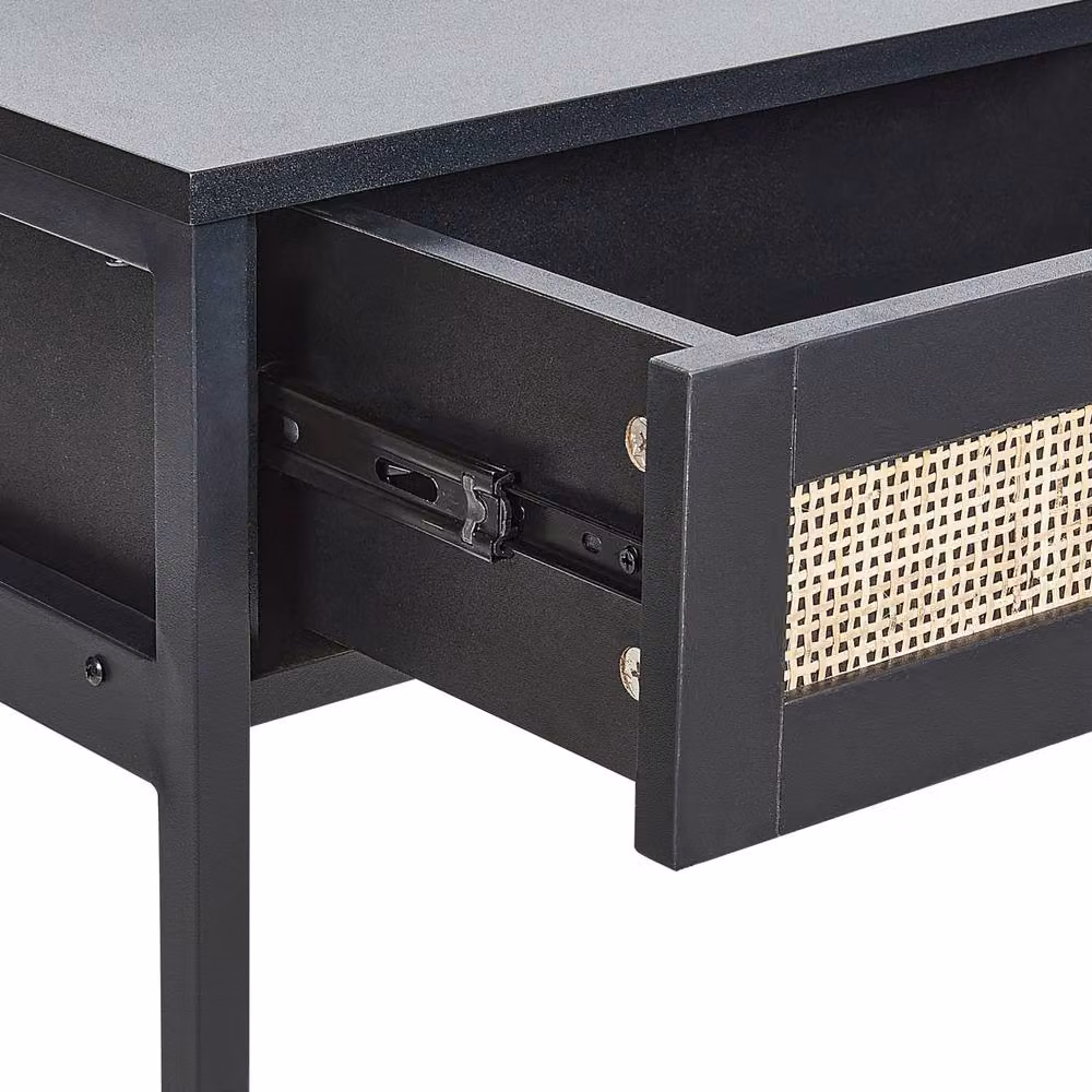 Wyld and Coco Boho Console Table in Black Rubberwood with Gold Details, W/D/H: 100 x 30 x 75 cm – 4