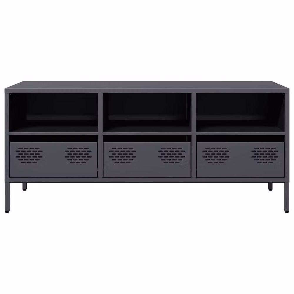 Berkfield Home Anthracite TV Cabinet in Dark Grey Matt Cold-rolled Steel W/D/H: 101.5 x 39 x 43.5 cm – 4