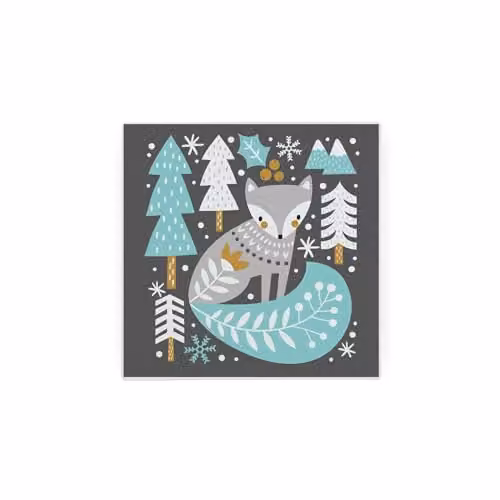 Purely Home Festive Fox Christmas Glass Hot Pot Stand Trivet, Multicolour and Grey, W: 20 cm x D: 20 cm – 2