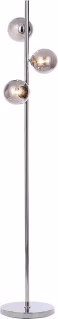 Litecraft Laszlo 3 Light Glass Ball Floor Lamp in Chrome and Grey