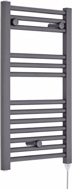 Balterley Electric Vertical Round Towel Rail with 13 Rails, Anthracite Grey, H: 72 cm, W: 40 cm – 1