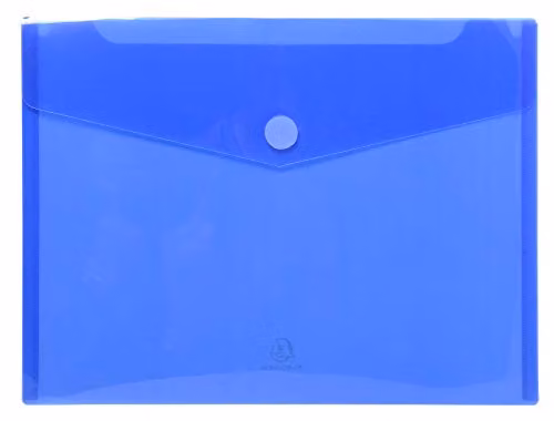 Exacompta Blue Translucent Polypropylene A4 Document Pocket Envelopes with Hook and Loop Closure, Pack of 5 – 1