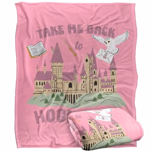 Warner Bros. Harry Potter Take Me Back To Hogwarts Super Soft Silky Touch Fleece Throw Blanket, Multicolour, W: 127.0 cm x D: 152.4 cm x H: 152.4 cm – 1