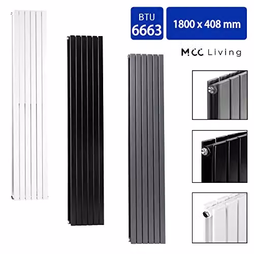 MCC Direct Anthracite Designer Flat Panel Double Central Heating Radiator, H: 180 cm, W: 40.8 cm – 2