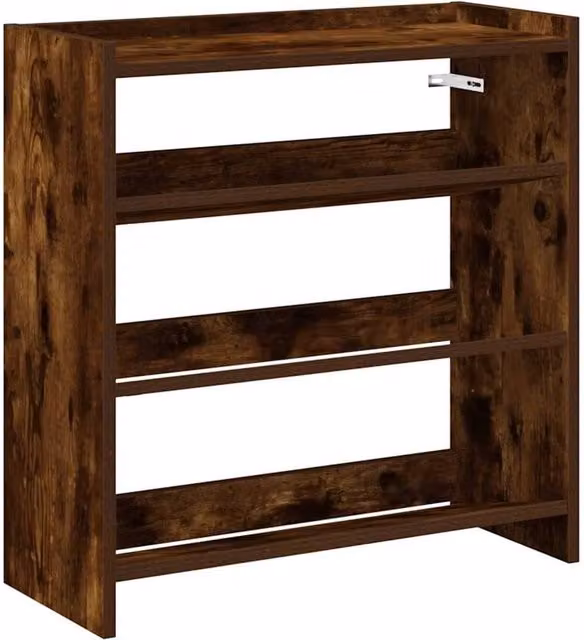 Berkfield Home Smoked Oak Shoe Rack in Brown, W/D/H: 60 x 25 x 62 cm