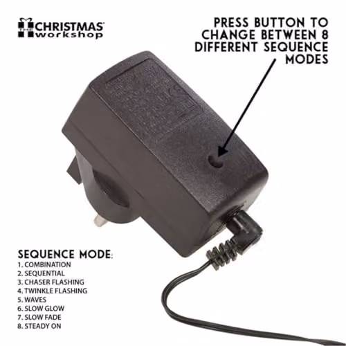 The Christmas Workshop 76180 400 Warm White LED Chaser Christmas Lights, 27.9 Metres, 8 Light Modes, Indoor or Outdoor Use – 4