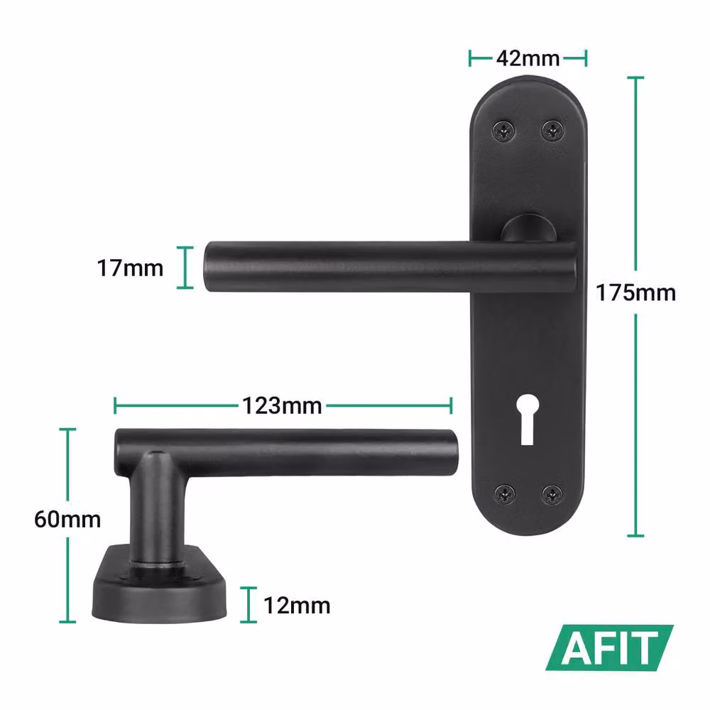 AFIT Matt Black T-Bar Handle Sashlock Hinges and Backplate Set, 1 Pair – 2