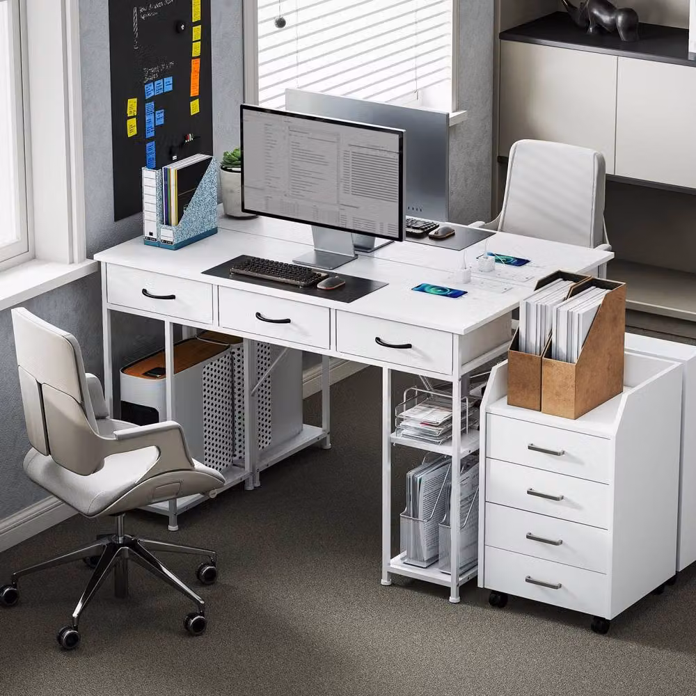 Wyld Haus Riba White Home Office Computer Desk W: 120 cm, H: 76 cm – 6