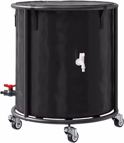 Living and Home 190L Portable Rain Barrel with Castors and Filter, Black – 1