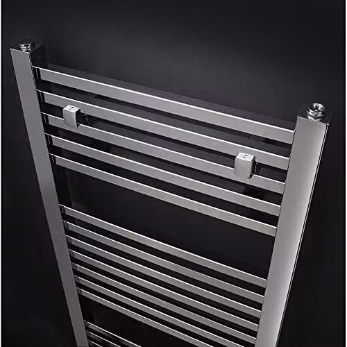 nuie MTY108 Modern Vertical Square Heated Ladder Towel Rail, Silver – 2