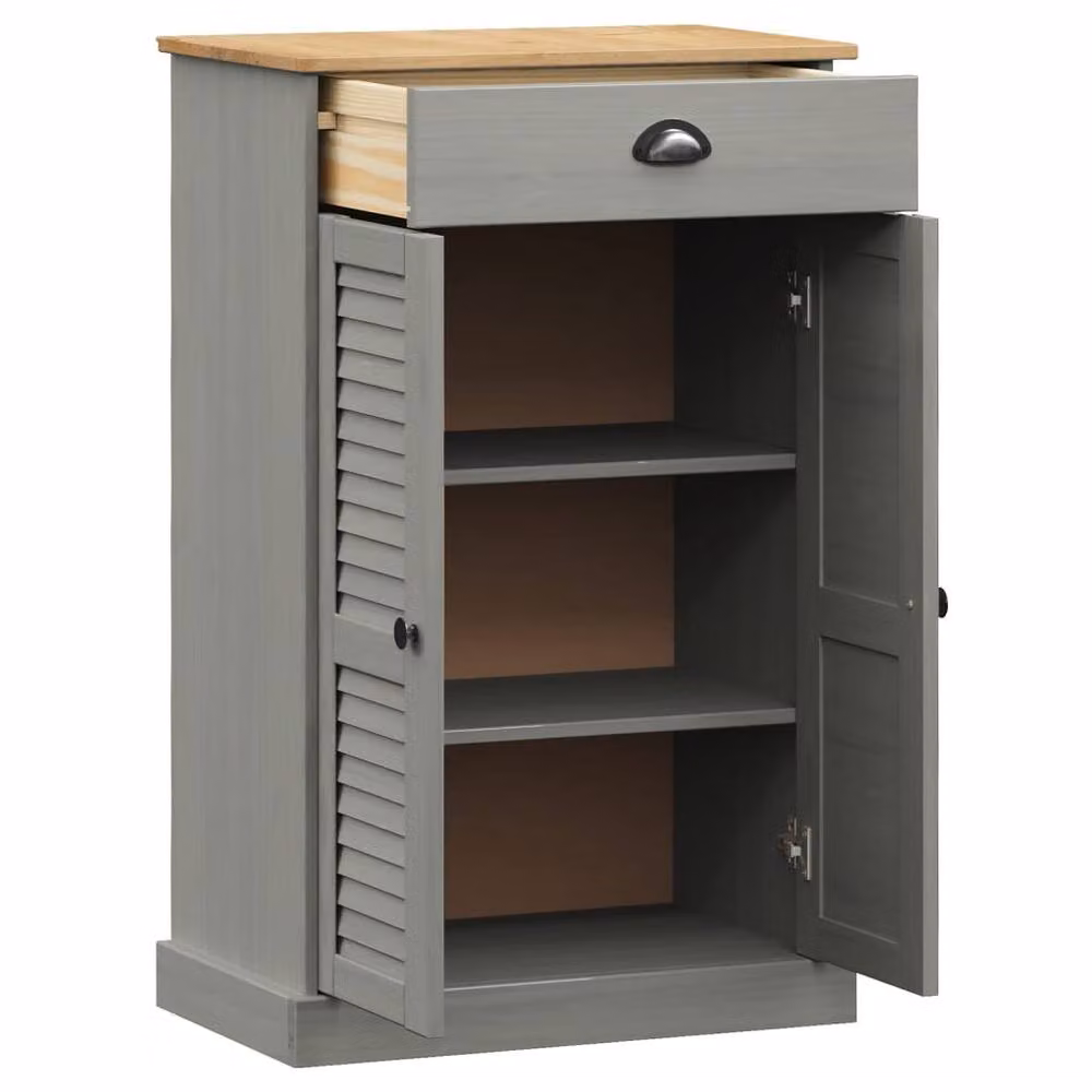 Berkfield Home VIGO Grey Shoe Cabinet in Waxed Solid Pine, W/D/H: 60 x 35 x 96 cm – 3