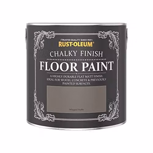 Rust-Oleum Water-Based Scratch-Proof Floor Paint in Matt Finish, Whipped Truffle Brown, 2.5L – 3