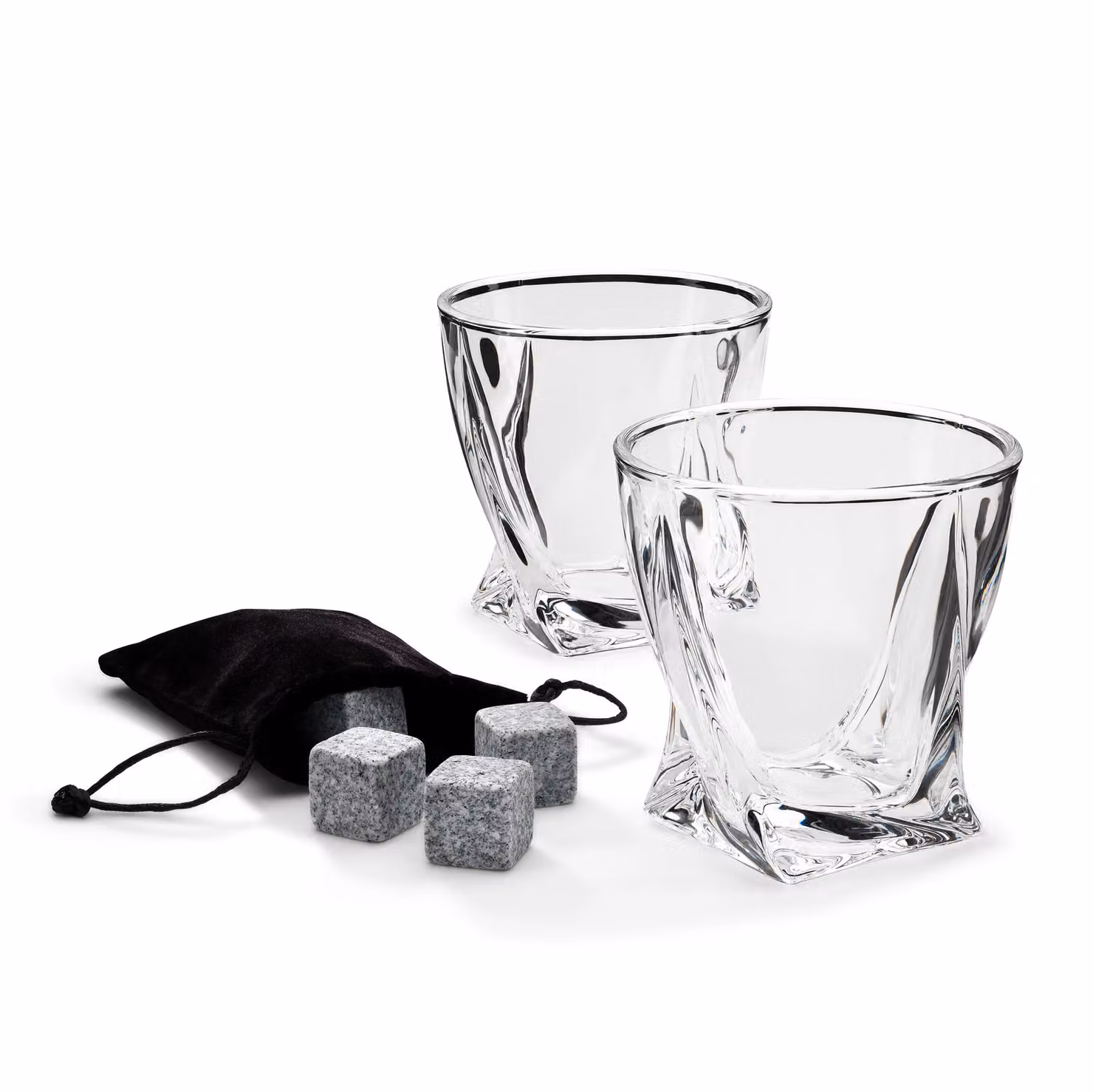 Menkind Connoisseur Creations Twisted Glass Tumblers with Ice Stones in Transparent – 2