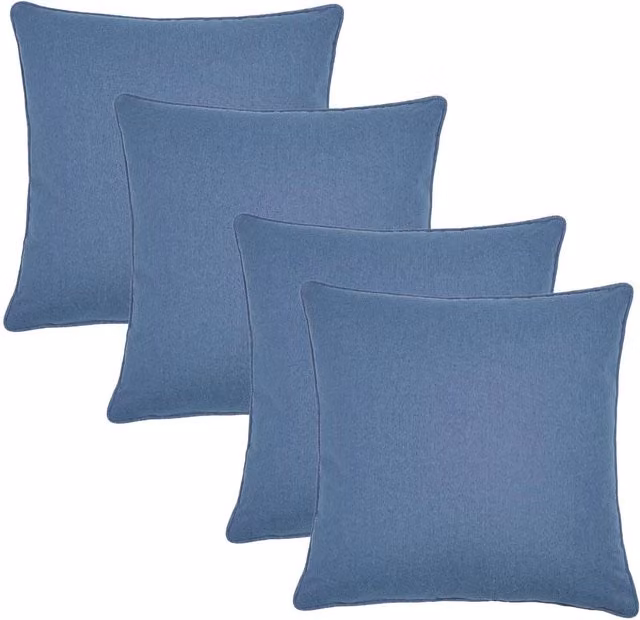 OHS Pack of 4 Blue Woven Texture Square Cushion Covers