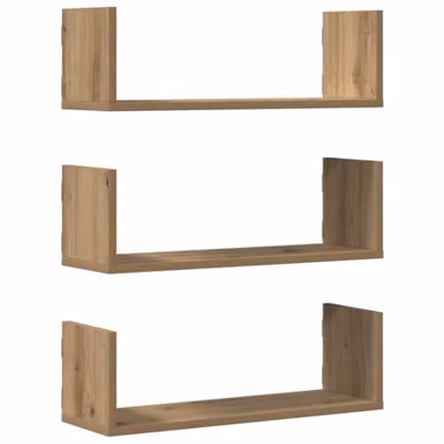 vidaXL Set of 3 Wall Mounted Shelves in Artisan Oak Brown, W/D/H: 58 x 18 x 18 cm – 1