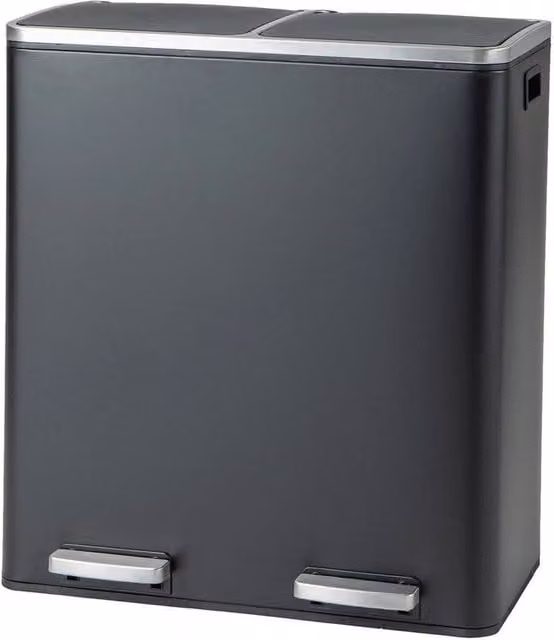 Kelvenix Double Kitchen Recycling Pedal Bin with Soft Close and Removable Inner Buckets, Black, 2 x 30L