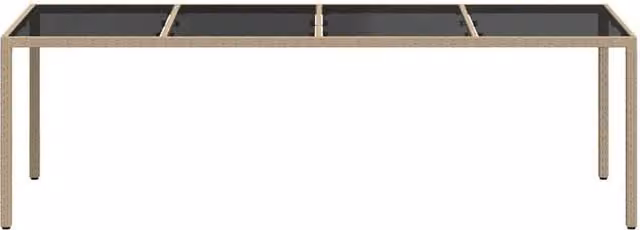 Berkfield Home Beige Poly Rattan Extendable Garden Table with Tempered Glass, W/D/H: 250 x 100 x 75 cm