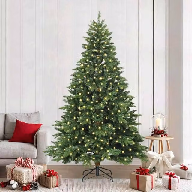 Berkfield Home Artificial Green Christmas Tree with 300 LEDs, Height: 240 cm – 1
