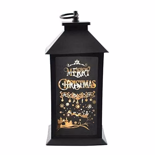 Shatchi Black Plastic Christmas Nativity Theme Tabletop Lantern
