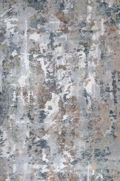 Kukoon Abstract Contemporary Area Rug in Blue, Grey, Beige and Silver, W: 60 cm, D: 110 cm