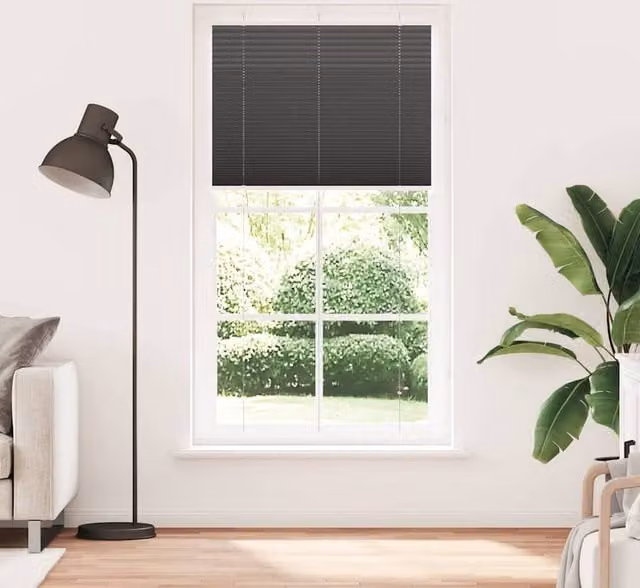 Berkfield Home Single Pleat Black Polyester Semi-Transparent Blind, W: 110 cm, H: 200 cm – 1