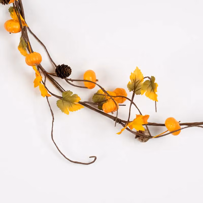Scottish Everlastings Ltd Pack of 3 Orange and Brown Autumn Pumpkin Garland, 150 cm – 2