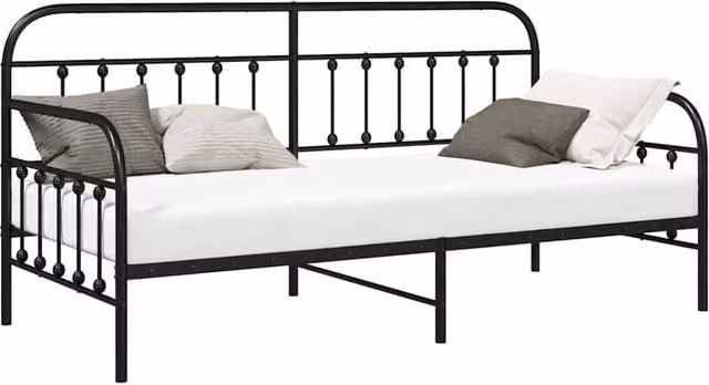 Berkfield Home Modern Daybed Frame in Black Metal, W/D/H: 90 x 200 cm