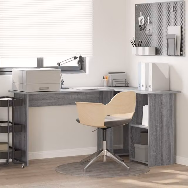 Berkfield Home Grey Computer Desk with Storage, MDF Construction