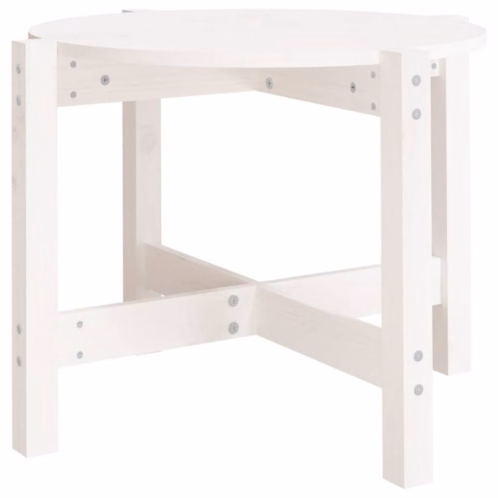 Berkfield Home Beautiful Round White Solid Pine Wood Coffee Table, Diameter: 62.5 cm, Height: 45 cm – 2