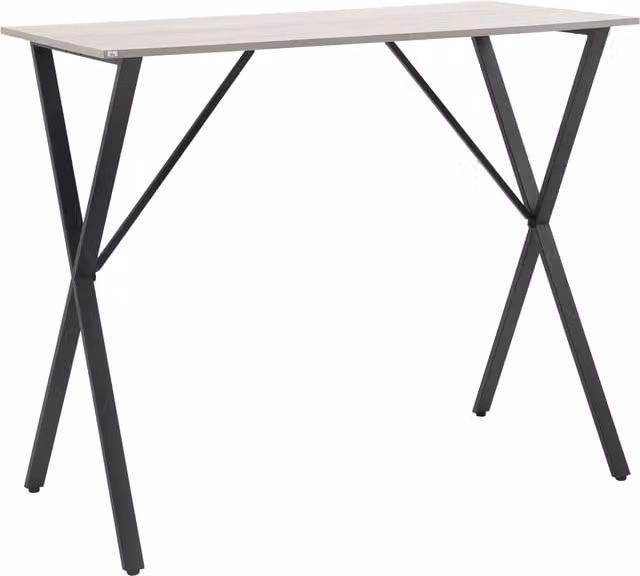 HOMCOM Modern Rectangular Bar Table with Marble Effect Top and Steel X-Frame Legs in White, W/D/H: 120 x 60 x 102 cm – 1