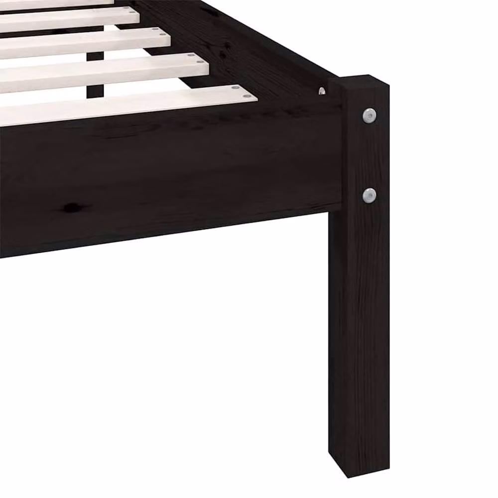 Berkfield Home Modern Black Solid Pinewood Bed Frame W/D/H: 200 x 200 x 69.5 cm – 5