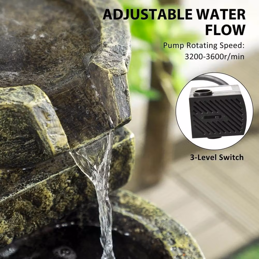 NESTLUNE Green Stone Cascade Garden Water Feature, W/D/H: 100 x 15 x 15 cm – 5