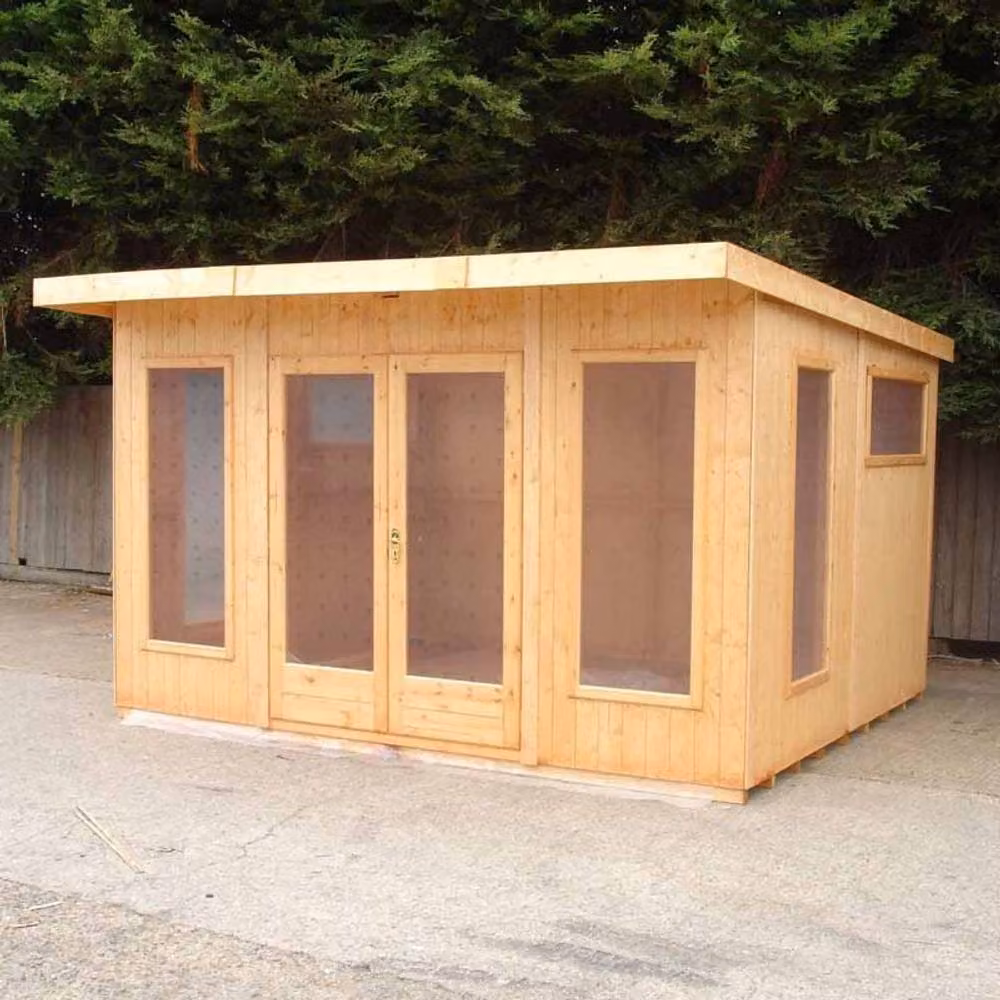 Shires Miami Brown Wooden Summerhouse with Double Doors and Two Opening Windows, W: 365.76 cm, D: 304.8 cm – 4