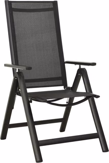 Berkfield Home Set of 2 Black Folding Garden Chairs in Textilene and Aluminium